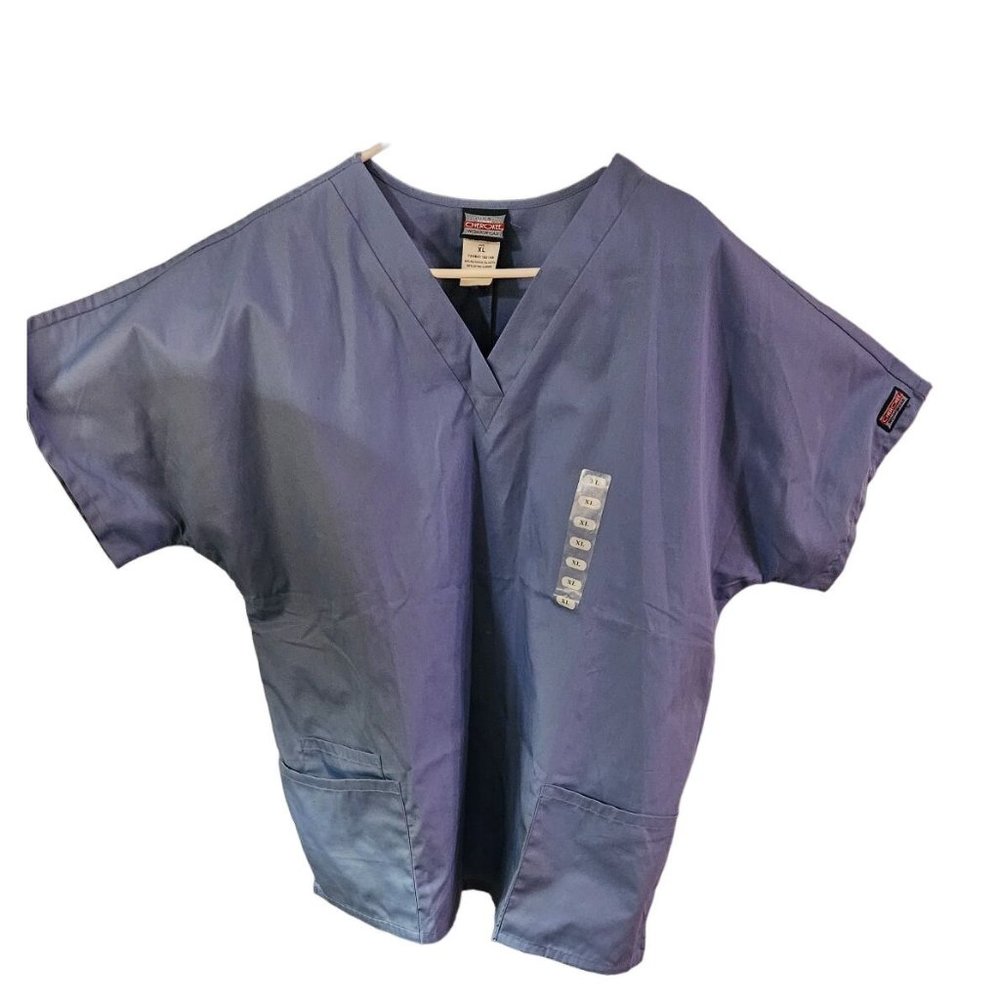 Cherokee Scrub Workwear XL Top Style 4700 3 Pockets Blue  Unisex V-Neck  New